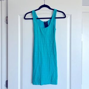 Women's Turquoise Back Cut Out Shine Bodycon Dress